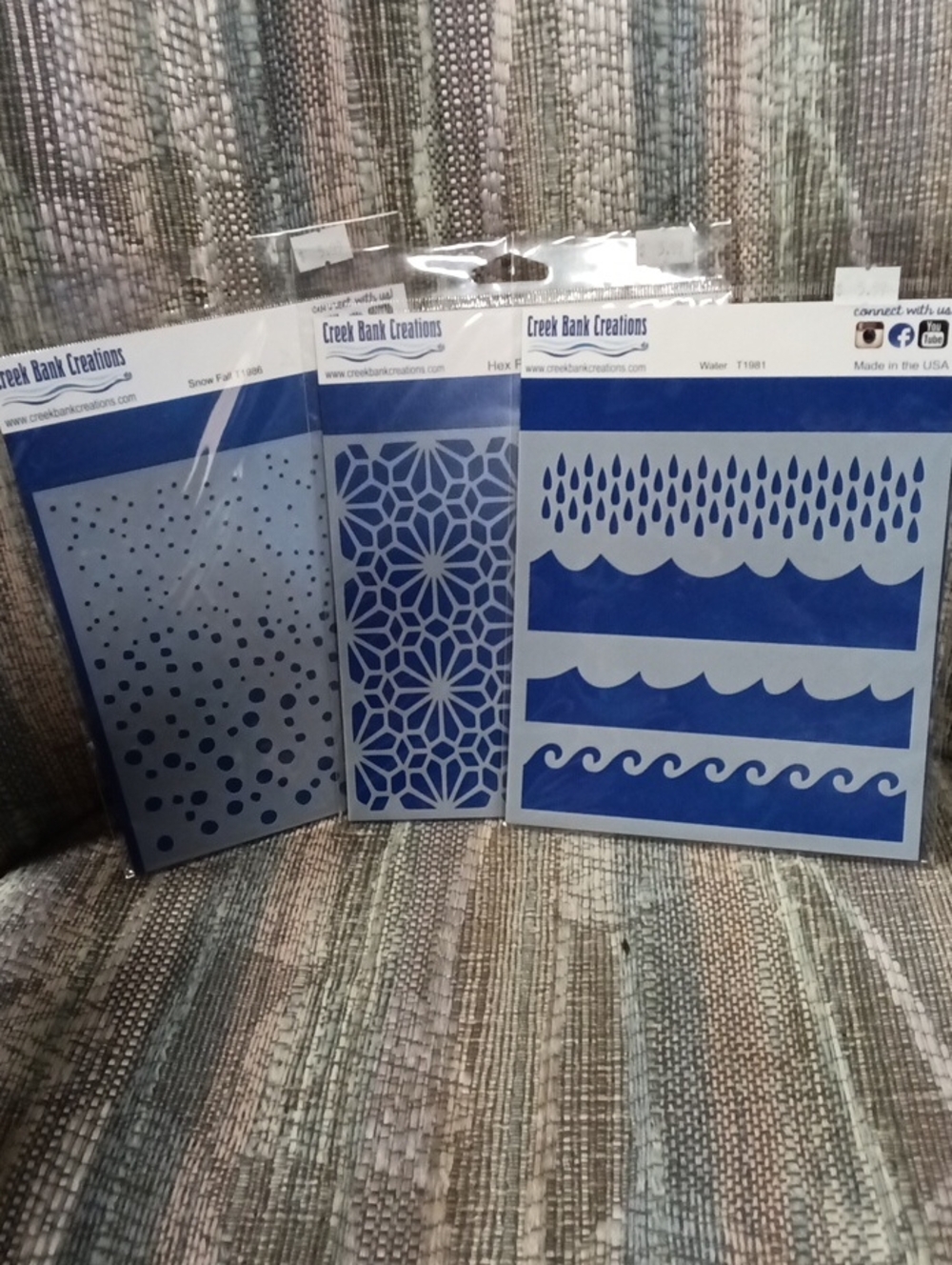 Blue Wave & Dot Stencil Set - Home Office Arts & Crafts